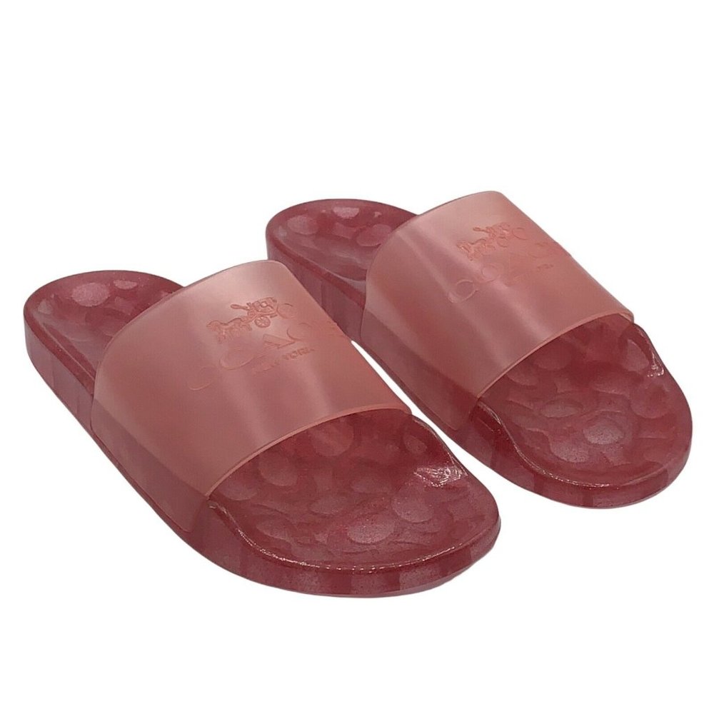 Coach Ulyssa Slide NWT Womens Size 10 Rubber Candy Apple Pink Slip On Sandals - Picture 2 of 11